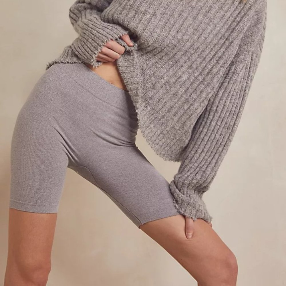 Free People Seamless Rib Bike Short Heather Grey XS/S - Picture 3 of 8